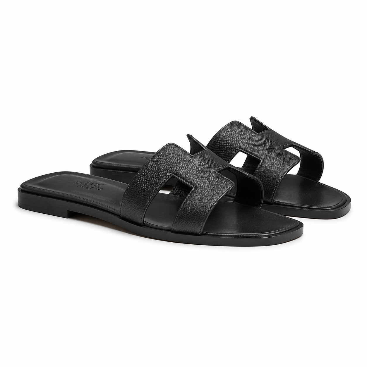 Hermes slipper oran black textured(AAA+ Quality)