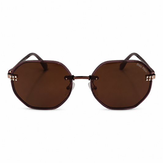 Miu Miu - Crystal Logo Round Sunglasses