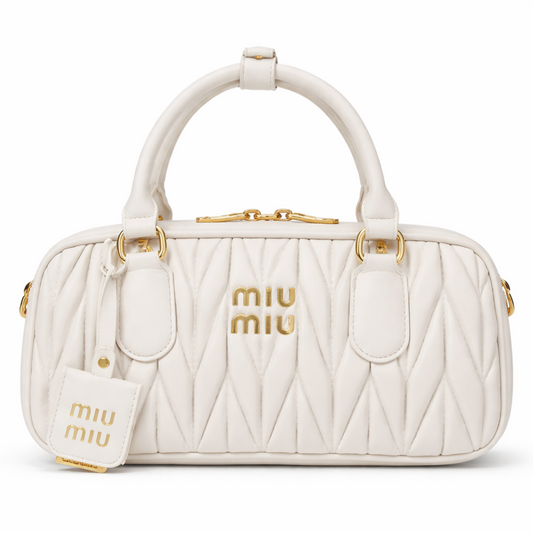 Miu Miu Matelassé Top-Handle Bag – White