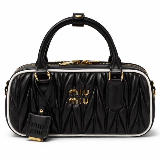 Miu Miu Matelassé Nappa Leather Top-Handle Bag – Black