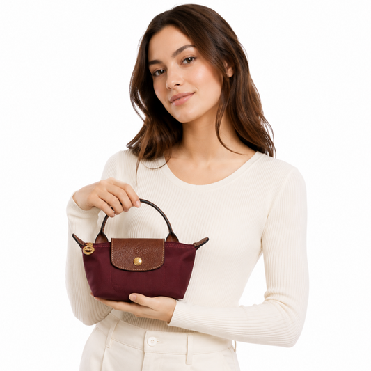 Mini Longchamp Bag - Black Cherry