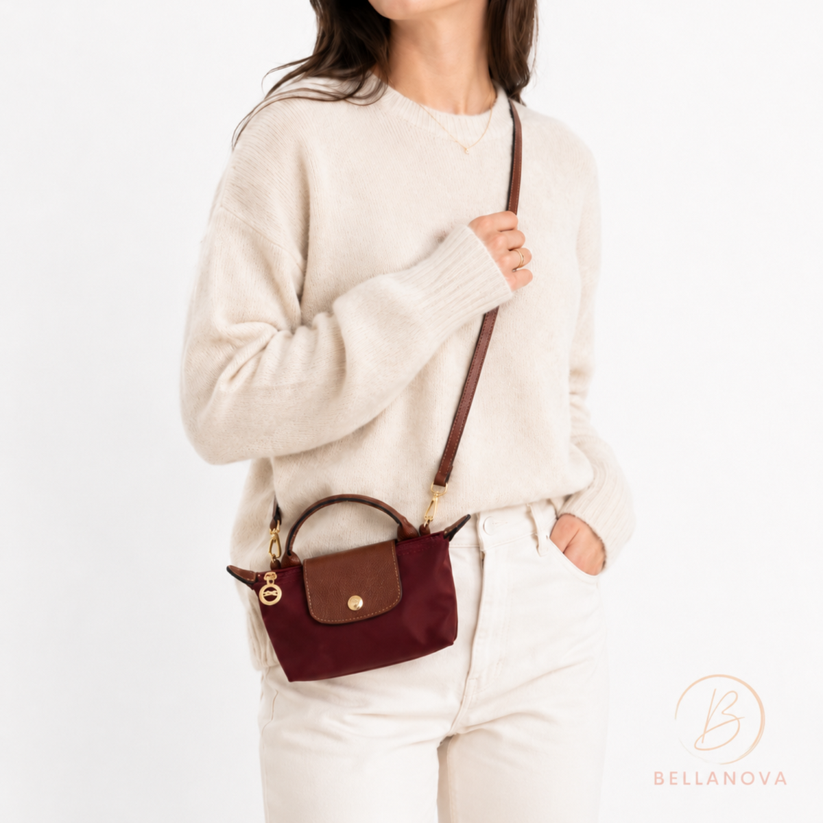 Mini Longchamp Bag - Black Cherry