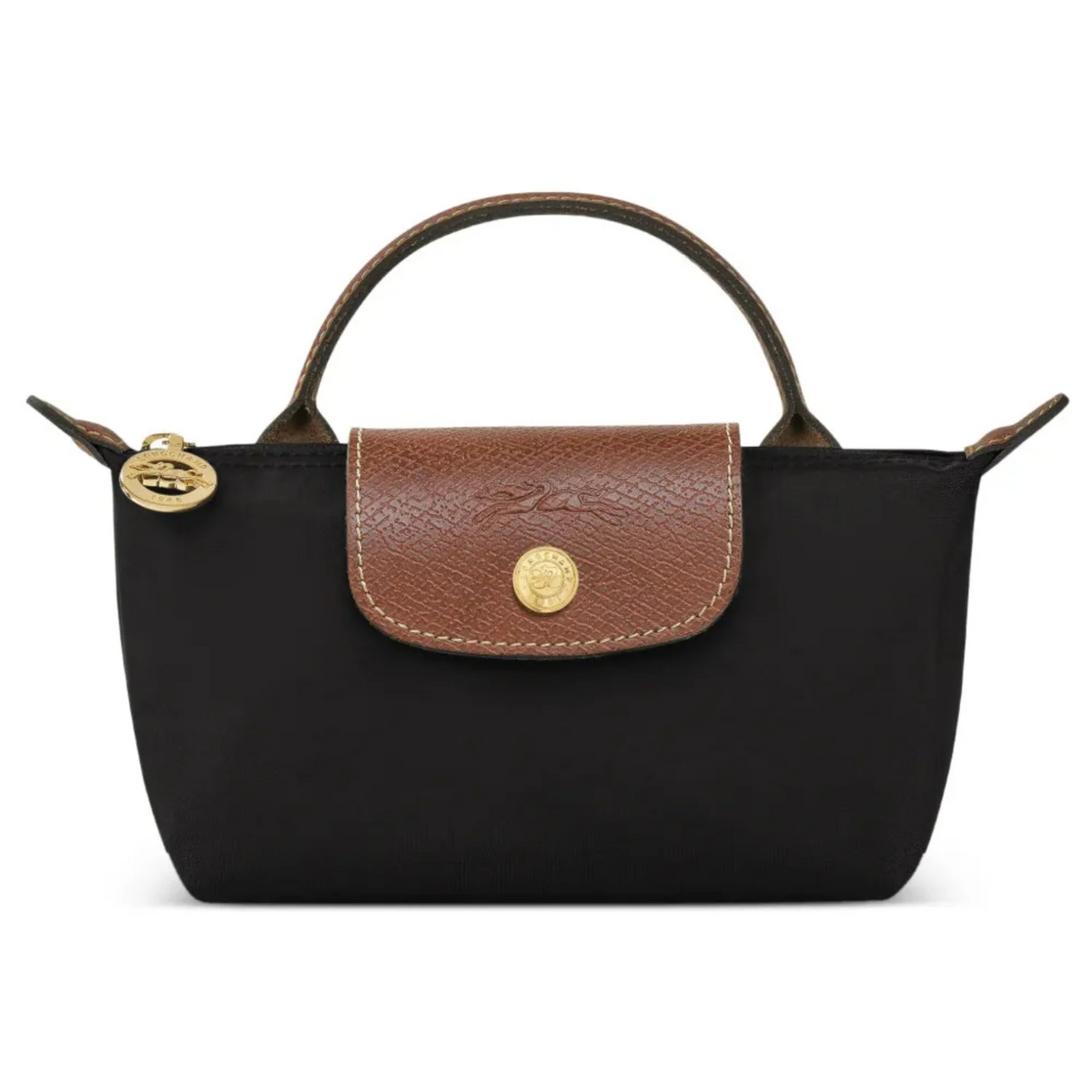 Mini Longchamp Bag - Black (Brown Handles)