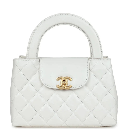 Chanel Nano Kelly Top Handle - White