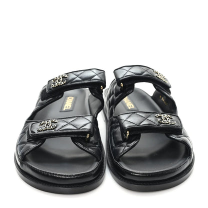 Chanel Quilted Double-Strap Sandals – Black