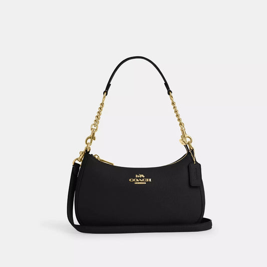 Coach Teri Shoulder Bag – Black Pebble Leather