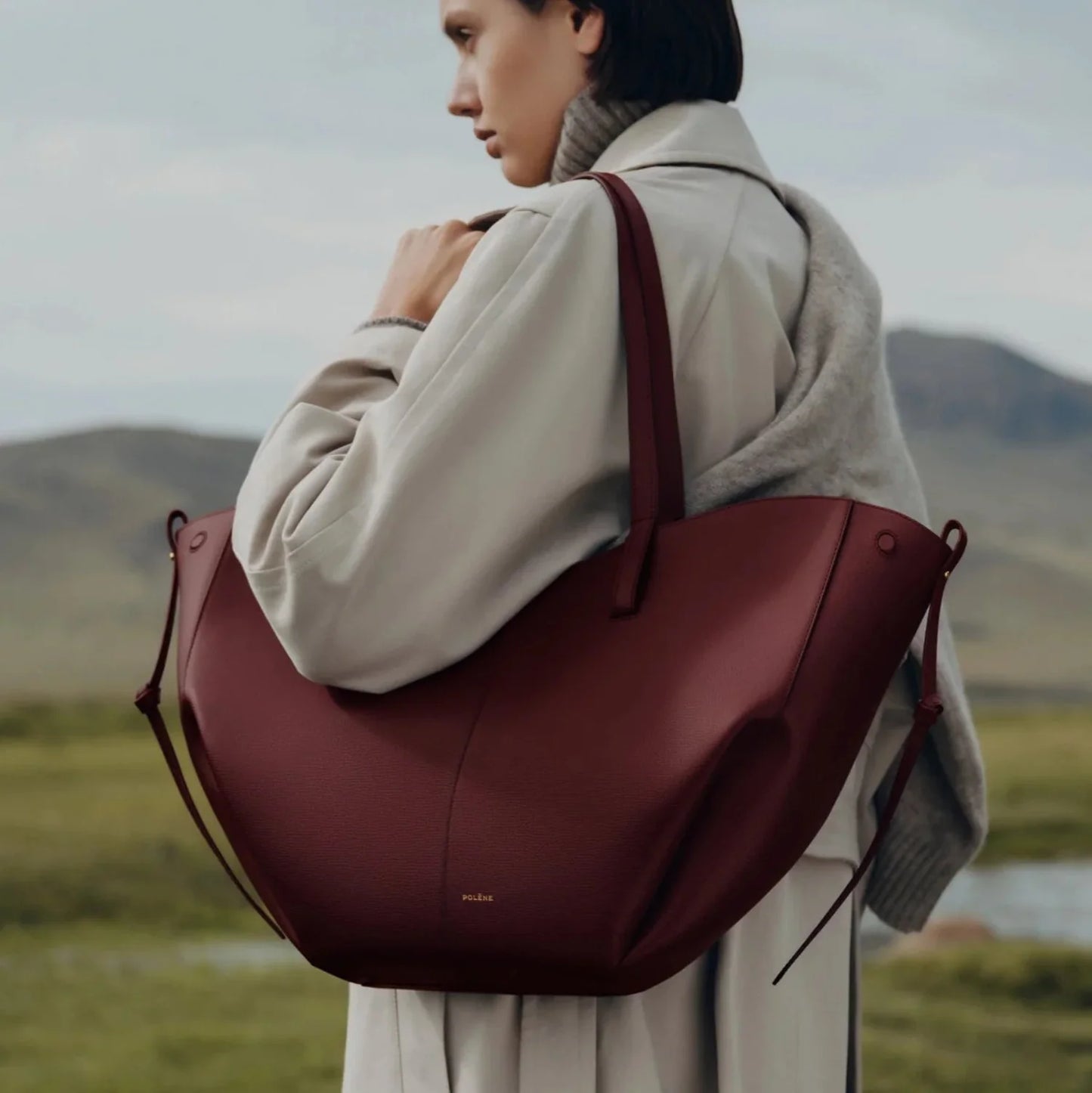Polène Cyme Tote - Black Cherry