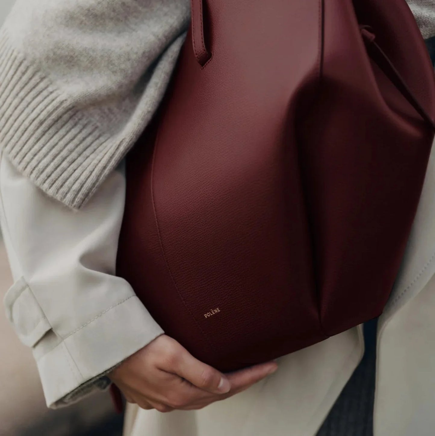 Polène Cyme Tote - Black Cherry